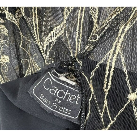 Vintage Cachet by Bari Protas Women Long Sleeve Dress Size 11/12 Lace Mesh Sheer - Picture 5 of 12